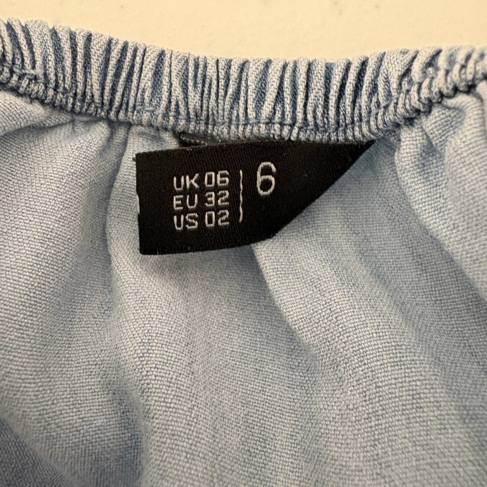 Splash Blue Tencel Chambray Wide Leg Button Side Jumpsuit M Cottagecore - Picture 11 of 16
